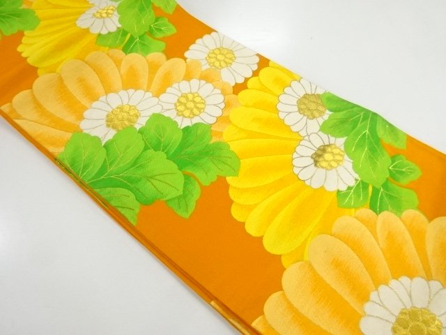  JAPANESE KIMONO / ANTIQUE FUKURO OBI / SILK / WOVEN FLOWER